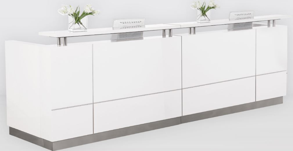 Hugo Plus Gloss White Reception Counter Abbotts Office Furniture