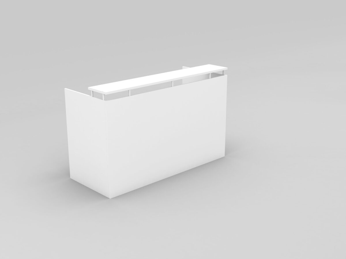 OM reception counter in white.