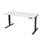 Vertilift Sit Stand Desk with White Top and Black Frame