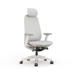 Acama chair in oatmeal with headrest.