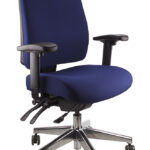 Ergoform office chair in navy with arms and polished alloy base.