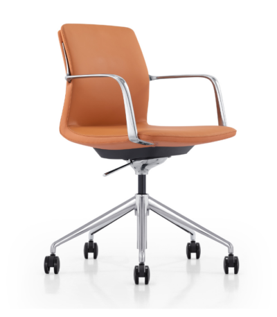 Grange boardroom chair in orange leather.