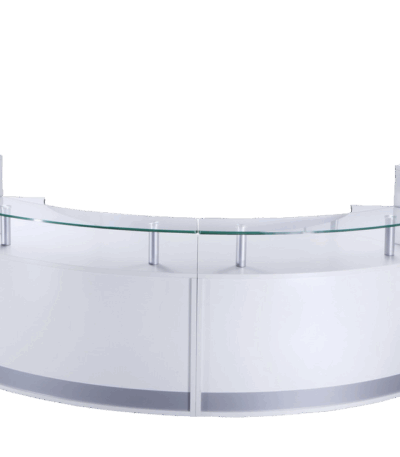 Modular reception counter in pieces.