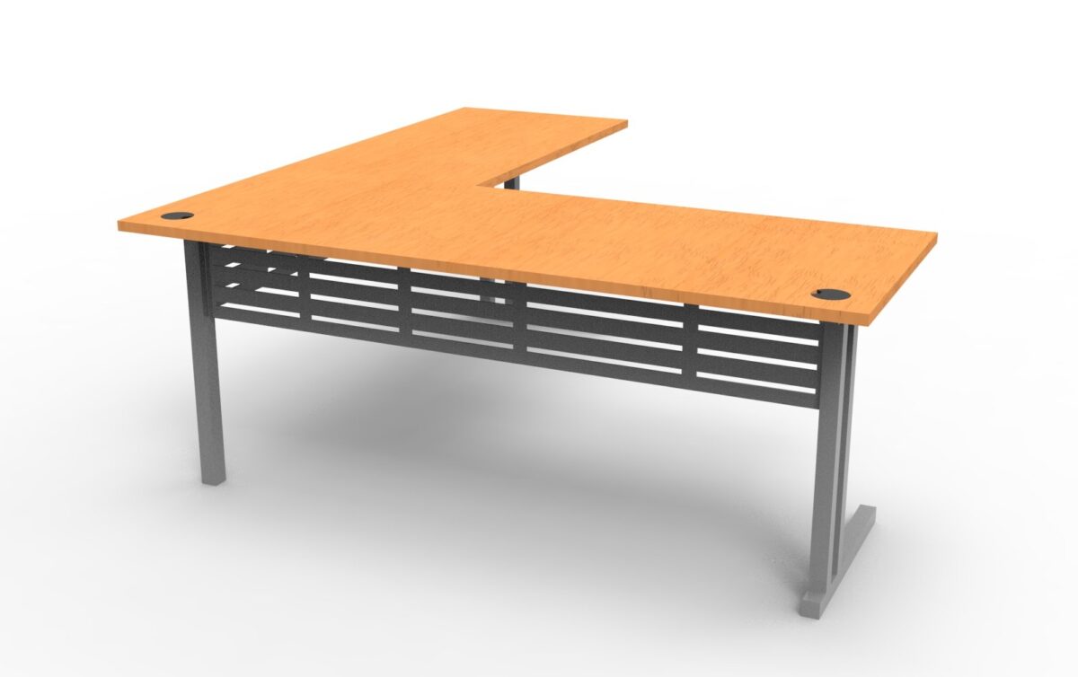 Rapid Span C-Leg Corner work station in beech.