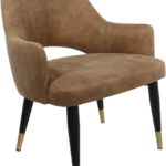 Bonbon chair in mocha fabric.