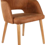 Sorbet chair in tan with natural oak legs.