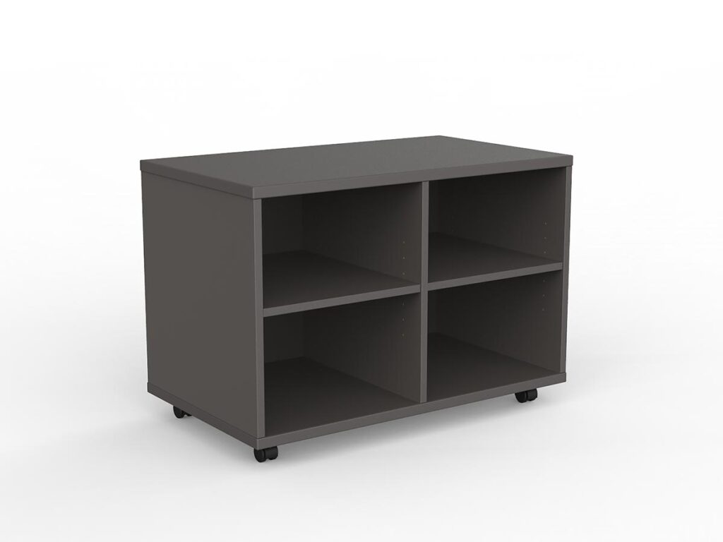 EkoSystem mobile bookcase caddy in charcoal.