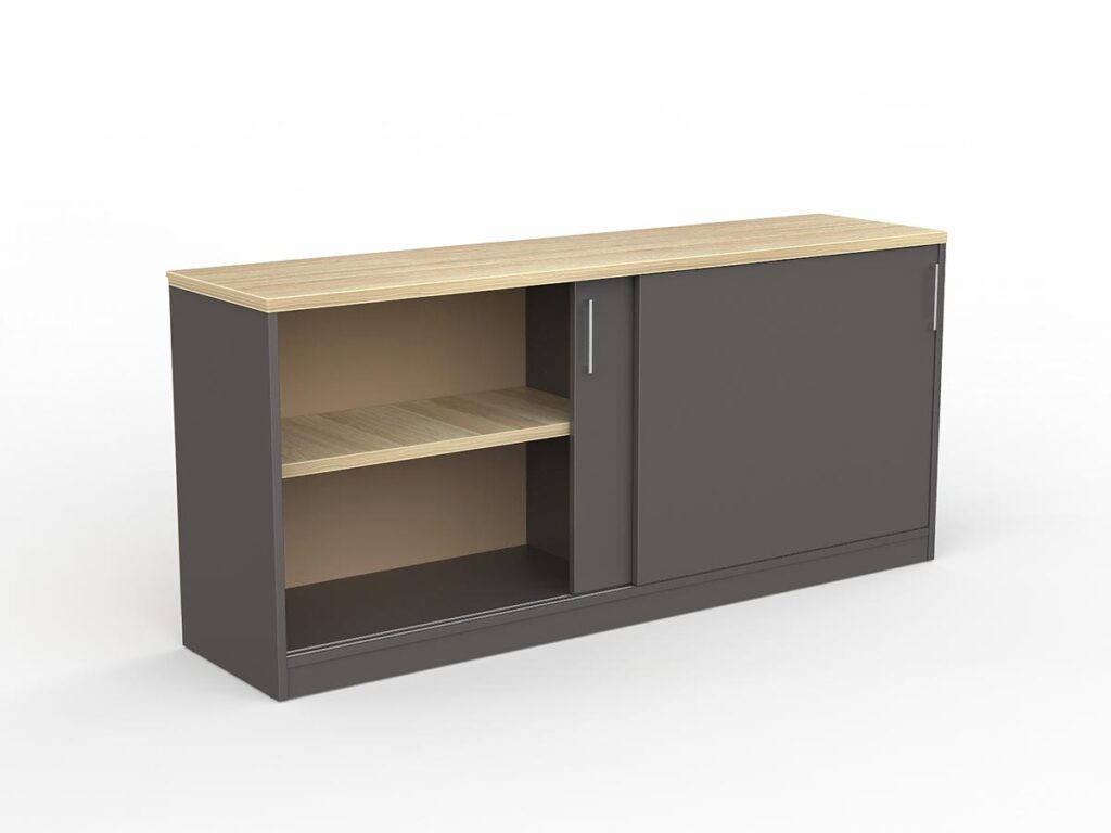 EkoSystem Credenza 1600mm in new oak/charcoal.