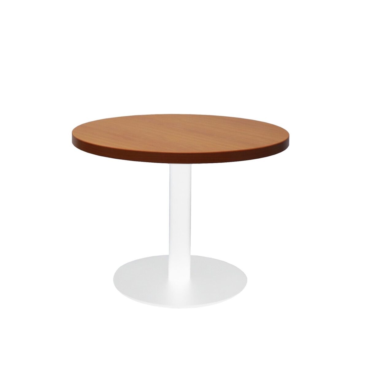 Estillo table with cherry top and white base.
