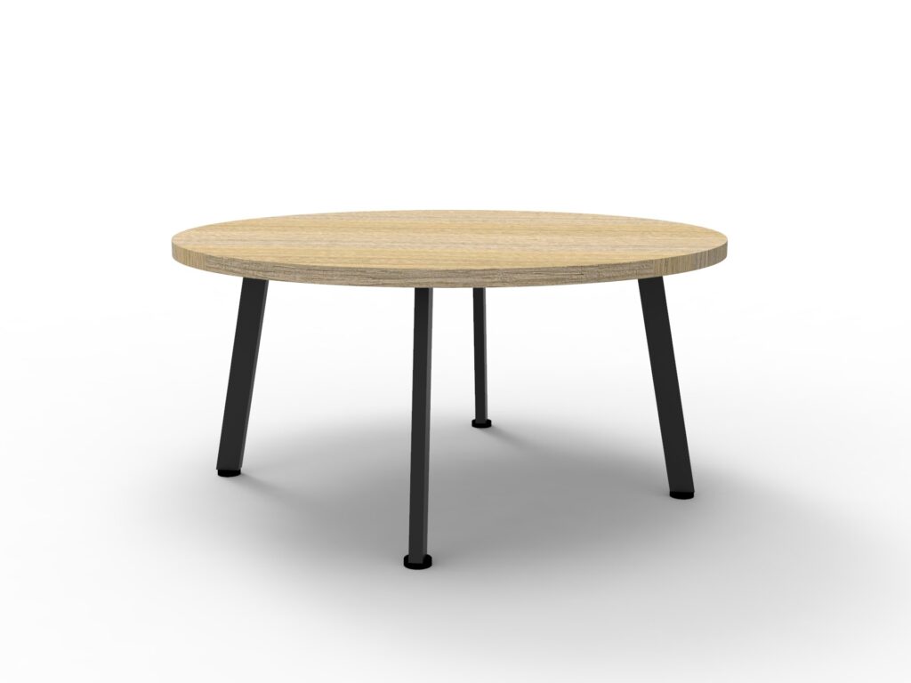 Eternity coffee table 900mm oak with black base.