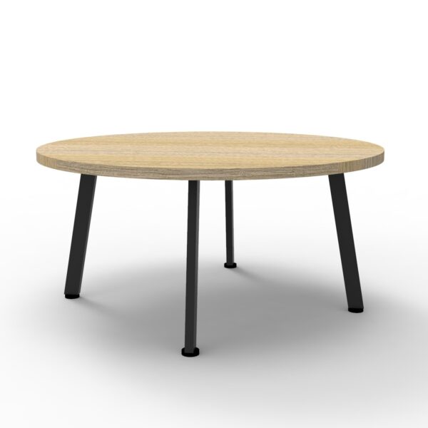 Eternity coffee table 900mm oak with black base.