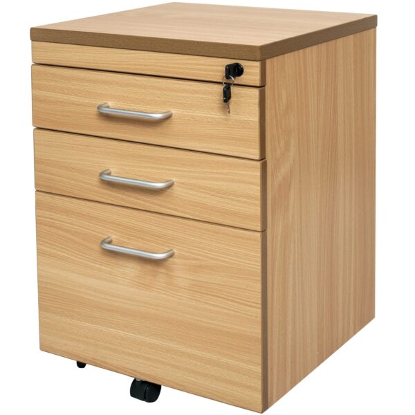 Rapid Span mobile pedestal in beech.