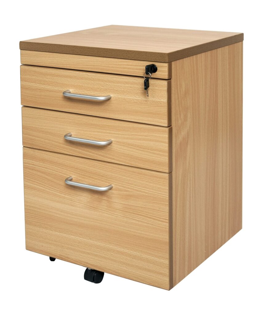 Rapid Span mobile pedestal in beech.