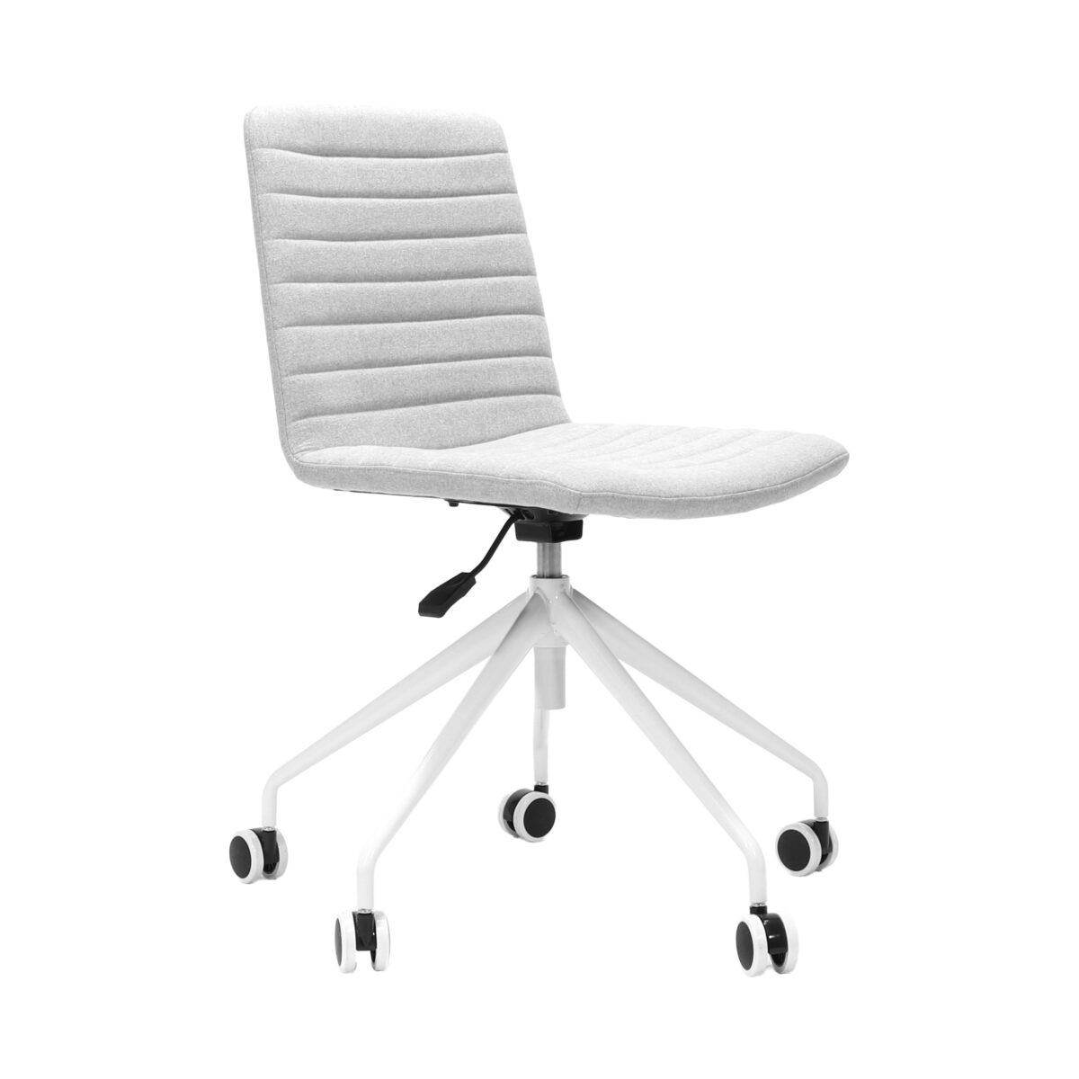 Pixel swivel chair in light grey with white base.