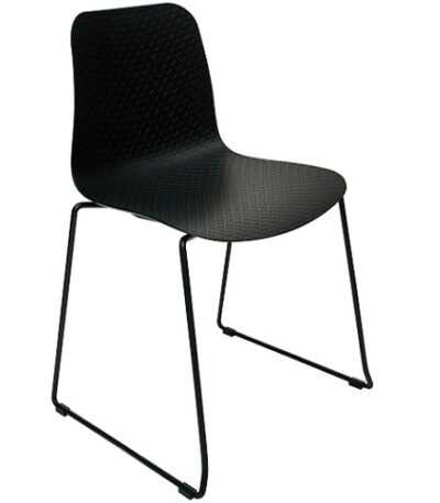 Emboss sled chair in black.