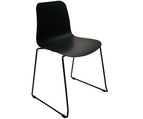 Emboss sled chair in black.