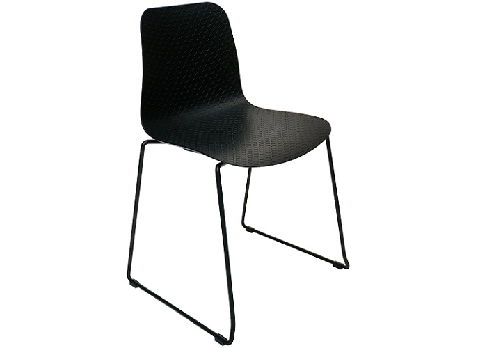 Emboss sled chair in black.