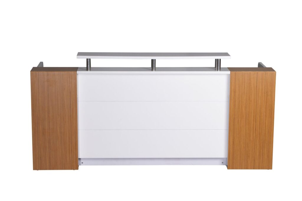 Marquee reception counter front view.