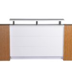 Marquee reception counter front view.