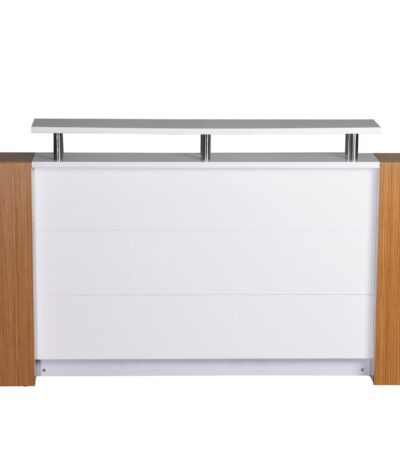 Marquee reception counter front view.