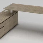 Kingston desk in tawnyline with lefthand return.