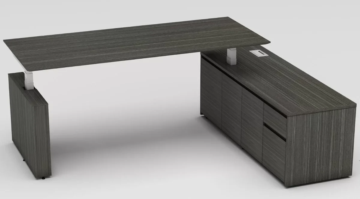 Kingston desk in blackline with righthand return.