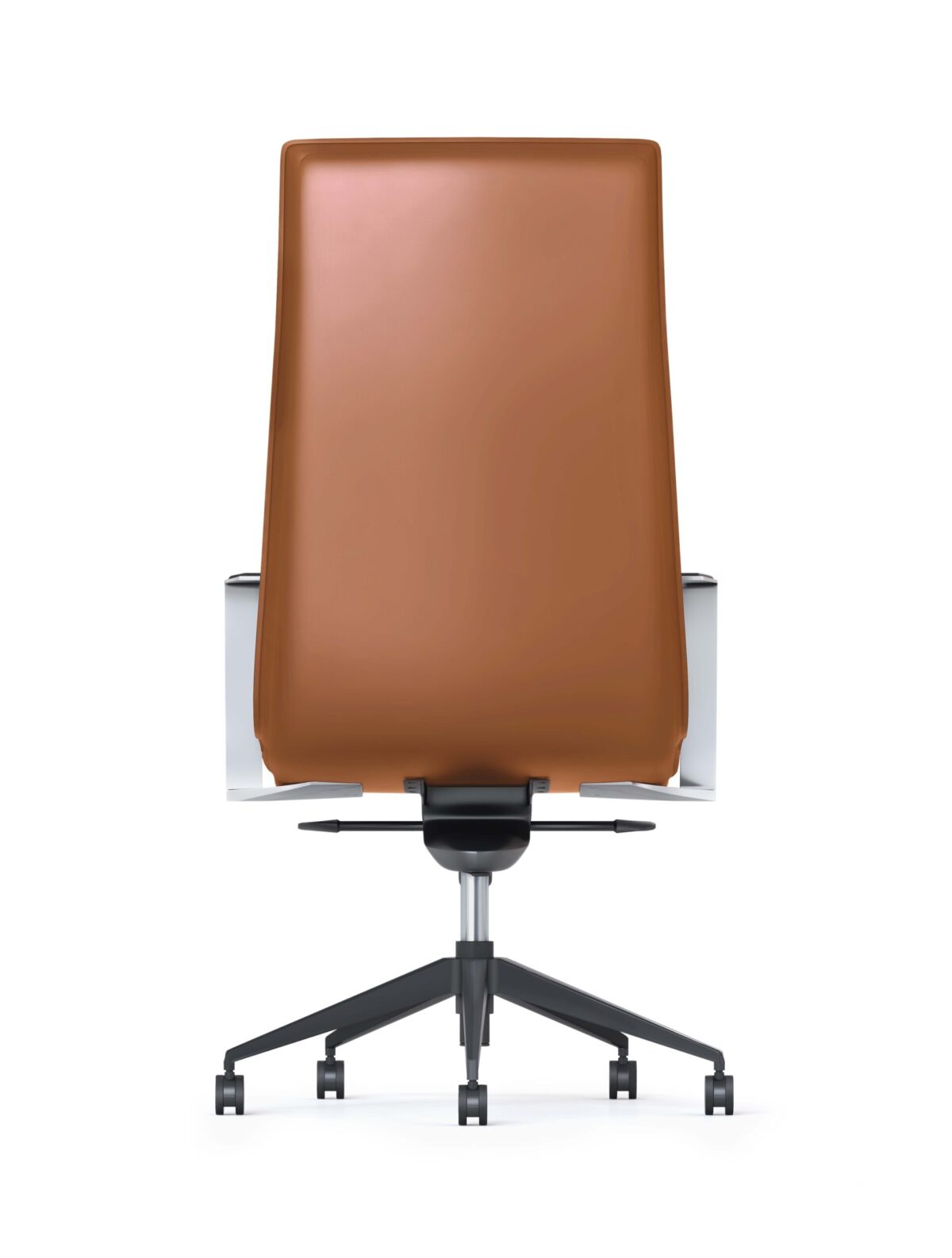 Rear view of Mirage high back chair in tan.
