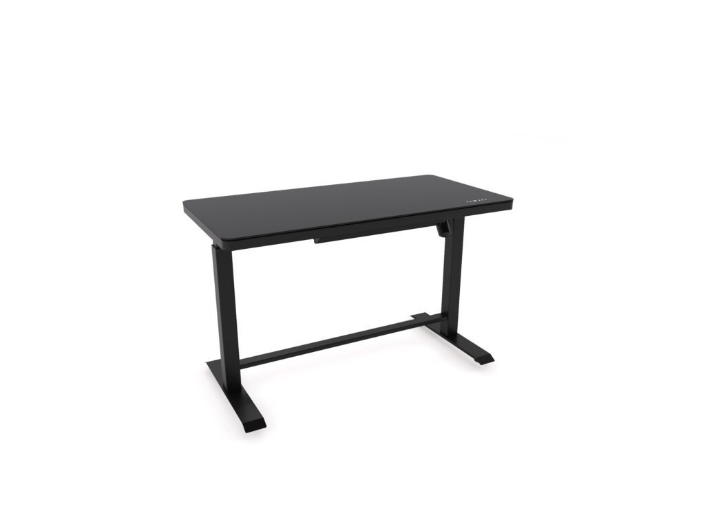 Luxe sit stand electric desk in black.