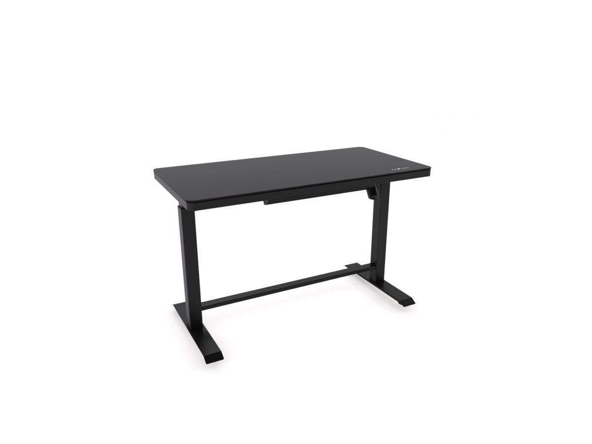 Luxe sit stand electric desk in black.