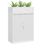 Lunar tambour unit, 900mm W white with planter box.
