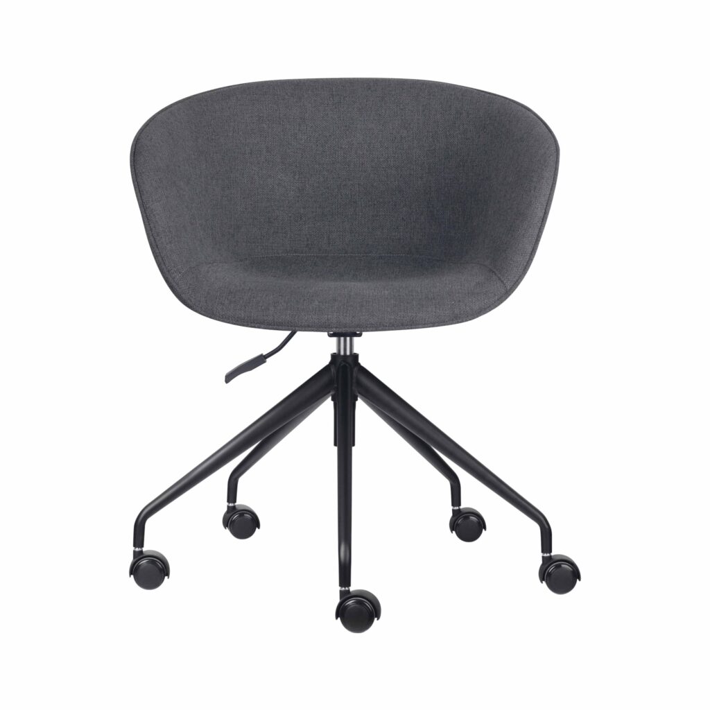 Pixel tub chair in charcoal with black base.
