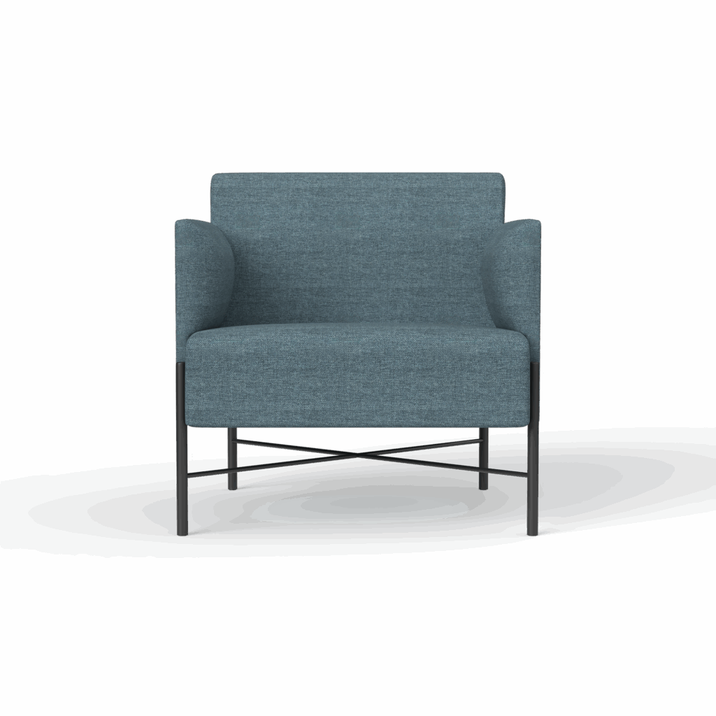 Avalon armchair in ocean blue.