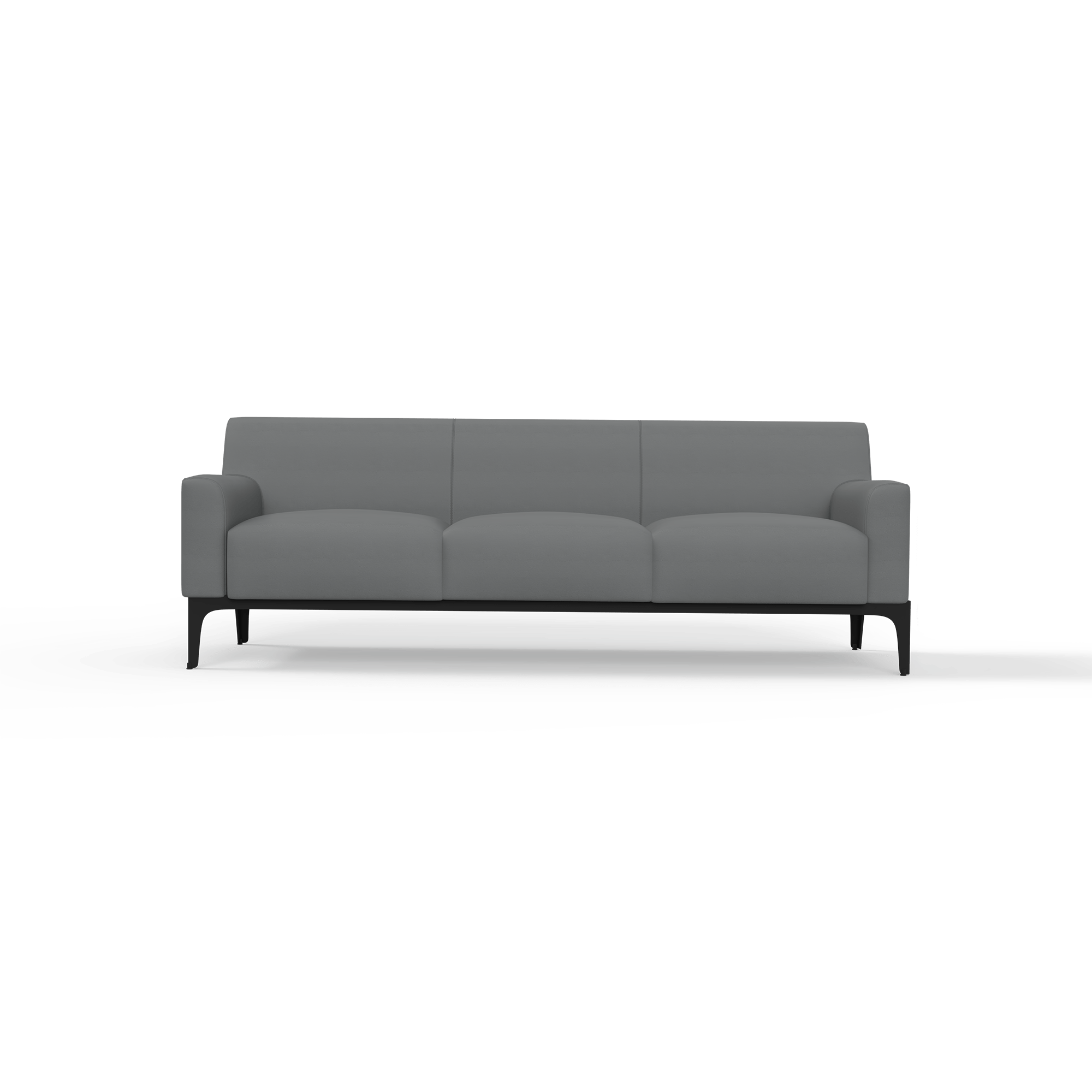 Cedar-Lounge-Chair-Metal-Charcoal-PU-3-Seater-Front-3 Cedar 3-seater lounge in charcoal.