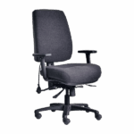 ErgoSelect Stride chair in black with arms.