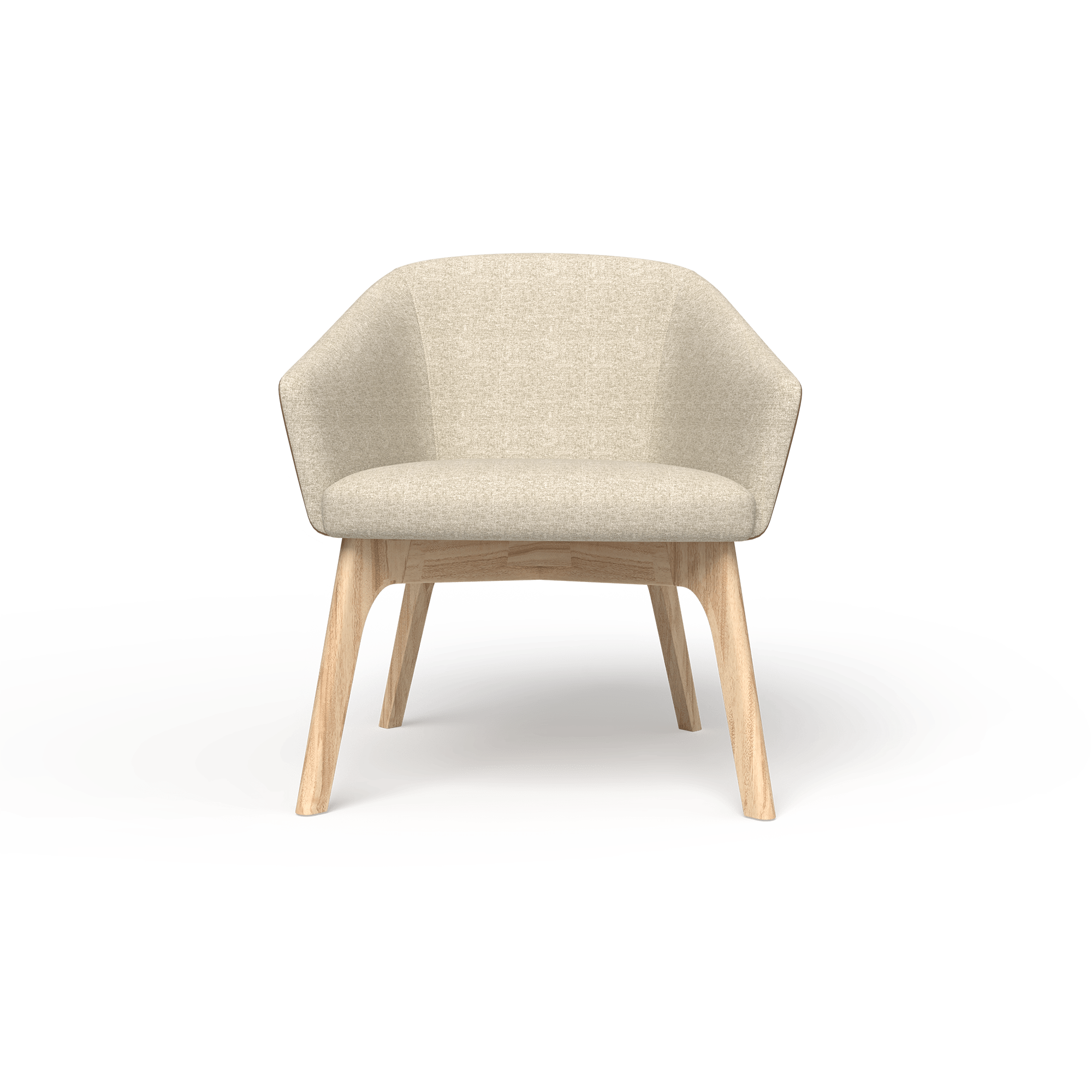 Mesa-Chair-Woodbase-Walnut-and-Tan-PU-1-Seater-Front-4 Mesa chair in tan and walnut with wooden base.