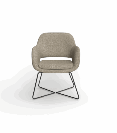 Elaro arm chair in walnut with metal base.