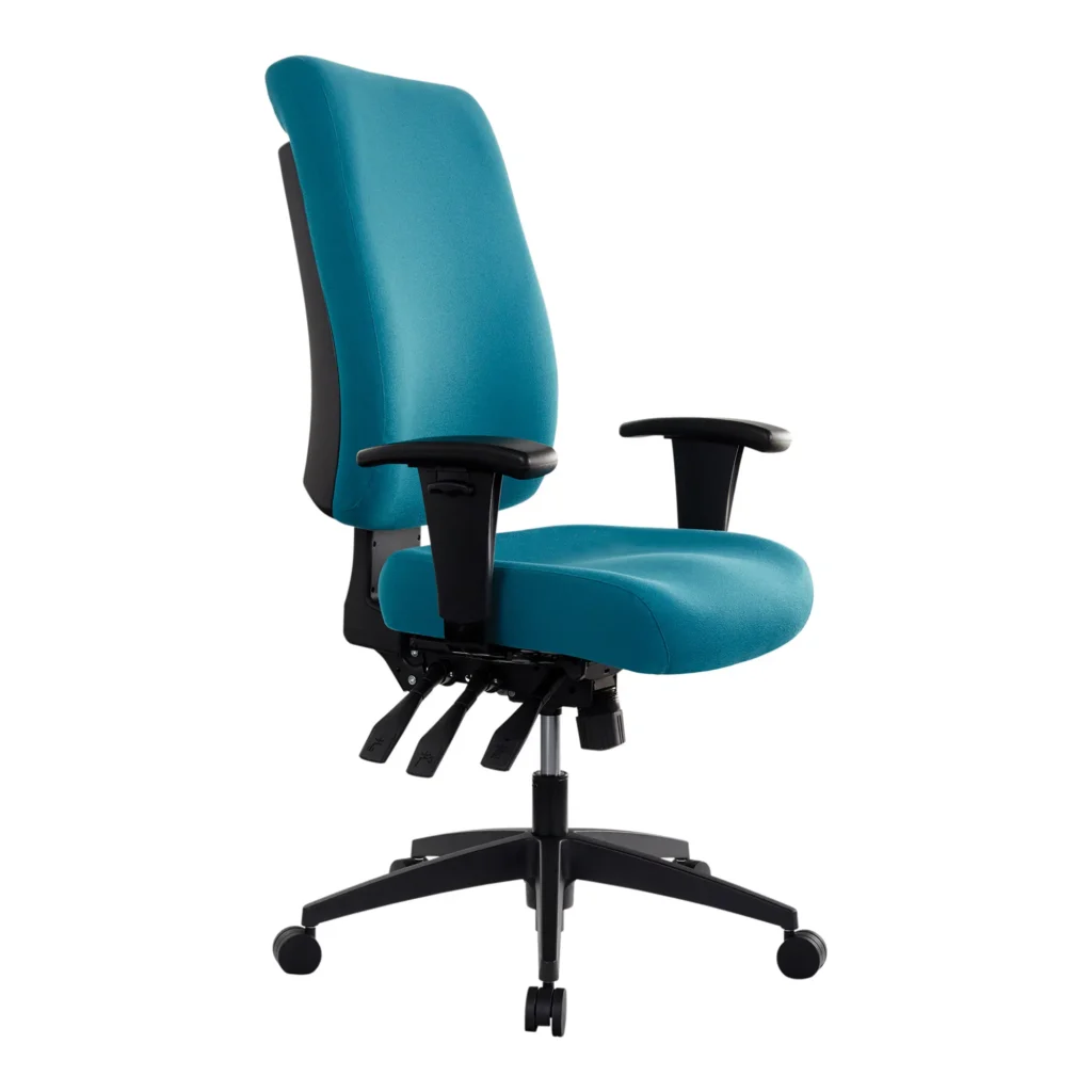 Tidal high back ergonomic chair upholstered in teal.