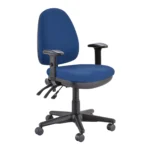 Verve ergonomic office chair in blue with arms.