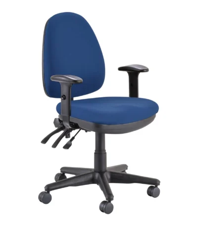 Verve ergonomic office chair in blue with arms.