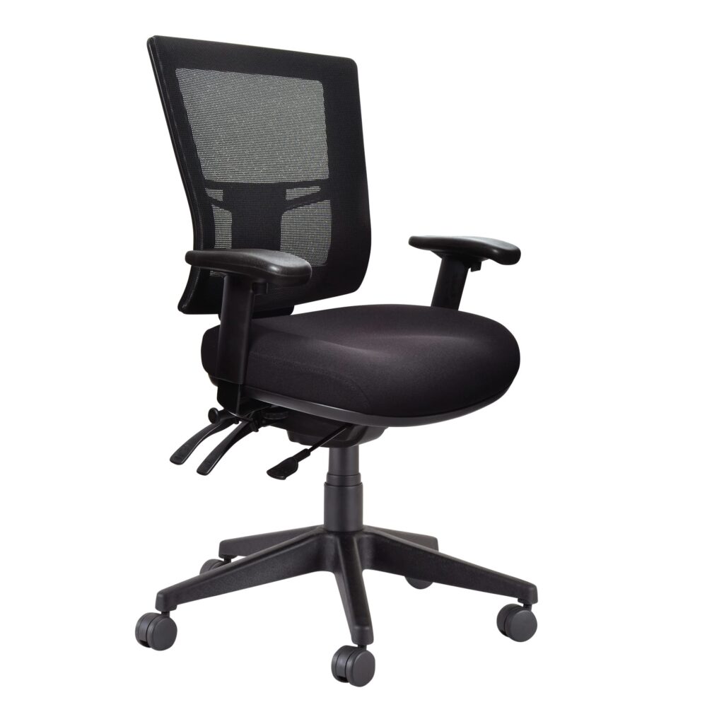 Metro office chair in black with arms.