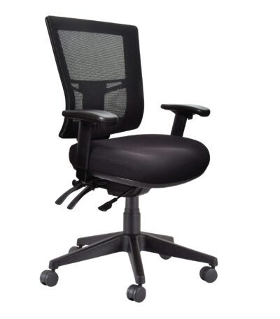 Metro office chair in black with arms.