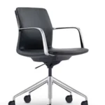 Million boardroom chair in black leather with chrome frame.