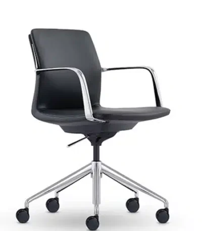 Million boardroom chair in black leather with chrome frame.