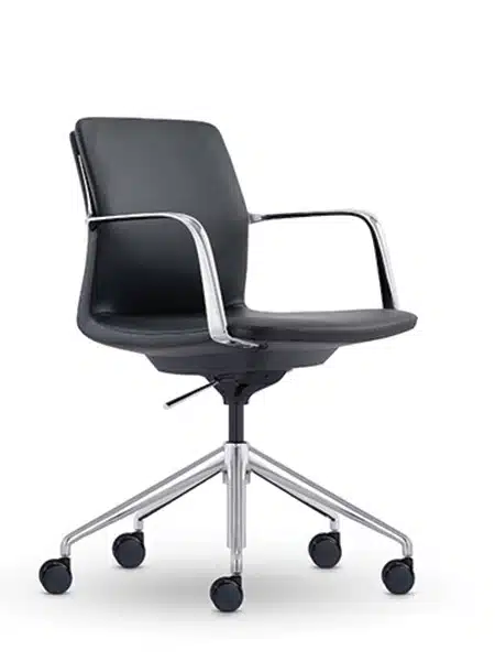 Advanta-Million-med-Back-Black-102c Million boardroom chair in black leather with chrome frame.