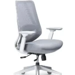Voka office chair in white with arms.