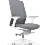 Aveya office chair in white with arms.
