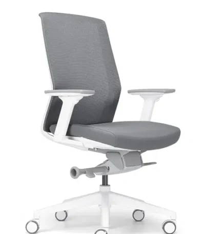 Aveya office chair in white with arms.