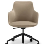 Saba meeting chair in stone leatherette.