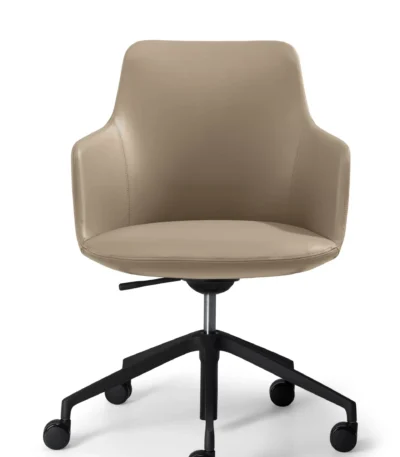 Saba meeting chair in stone leatherette.