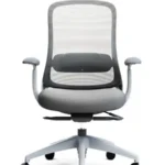 Savi office chair in light grey with arms.